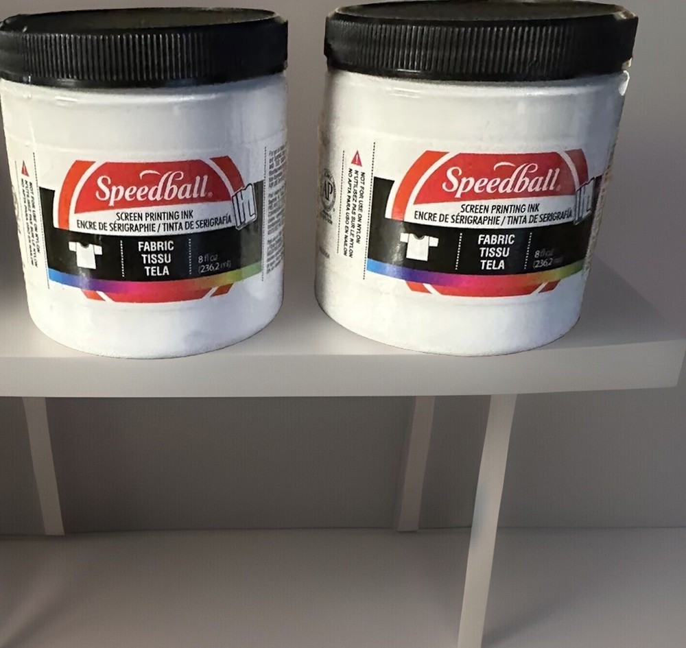 Speedball Fabric Screen Printing Ink, Process White, 8oz Lot 2 Bundle New