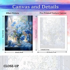 Blue Flowers in Window Paint by Numbers Kit for Adults, Landscape Adult Paint…