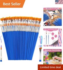 Small Paint Brushes Bulk, 110 Pcs Flat Tip Round Acrylic Paint Brushes for Ki…
