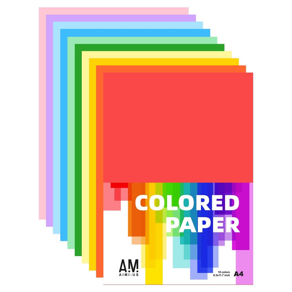AIMI 100 A4 Assorted Paper for Art, Crafts, Copy & School Supplies Bulk