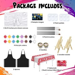 VOCHIC Sip and Paint Kit for Adults Couples Pre Drawn 8×10, multi color