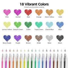 18 Color Glitter Gel Pens Retractable Sparkle Pens for Coloring Journal DIY