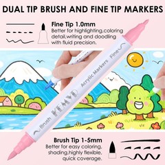 72 Colors Brush & Fine Tip Acrylic Paint Pens, Dual Tip Acrylic Paint Markers…