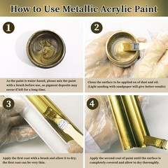 YongBo Metallic Acrylic Paint Brass, 100ml Brass Paint for Canvas, Rock, Ston…