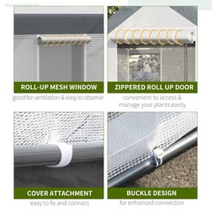 Outsunny 12 L x 7 W x 7 H Walk-in Outdoor Tunnel Greenhouse, PE Cover, Steel 2 4
