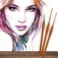 U.S. Art Supply 8 Piece Taklon Detail and Liner Artist Brush Set with Wood Co…