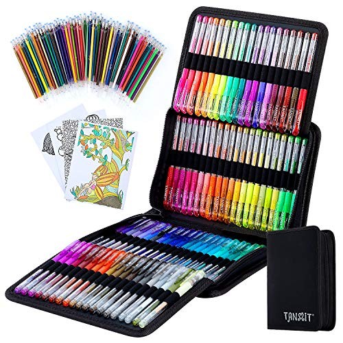 Glitter Gel Pens, 160 Pack Glitter Pen with Case for Adults Coloring Books,