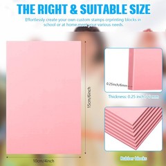 10 Pcs 4 x 6 Pink Soft Rubber Art Linoleum Carving Block Crafts