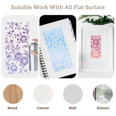 16 Pcs Stencils for Crafts Reusable Painting 22×10.5cm, white