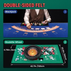 18″ ABS Roulette Wheel Set with 47.2 * 23.6” Double-Sided Roulette Tablecloth…