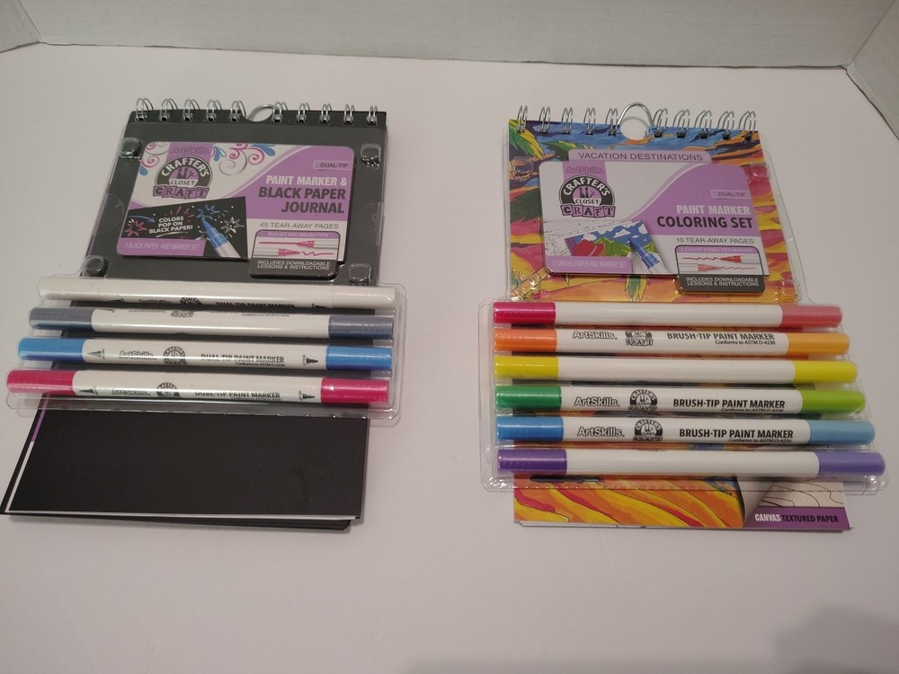 Lot Of 2 Crafters Closet Craft Paint Marker Coloring Set And Paint Marker And…