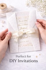 50 PCS White Rose Translucent Vellum Jackets 5×7 Inch Invitation Sleeves