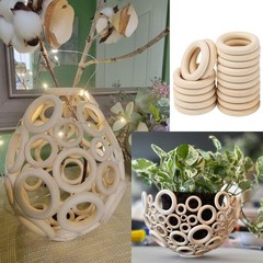 160 Pack 2.2 Inch Wooden Rings for Crafts, Unfinished Wood Rings, Macrame Woo…