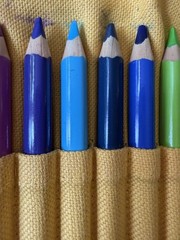Fabriano Made Italy Set 24 chunky coloured pencils linen roll up Excellent Cond