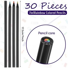 30 Pack 7-In-1 Rainbow Colored Pencils for Artists Students Sketching