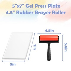 Gel Printing Pad with Brush – Reusable Gel Plate for Monoprinting, Stamping &…
