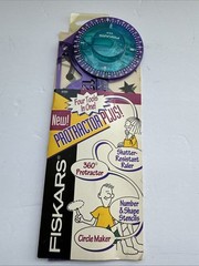 Fiskars Protractor Plus 4 Tools in One Numbers Shapes Stencils Circles MadeinUSA