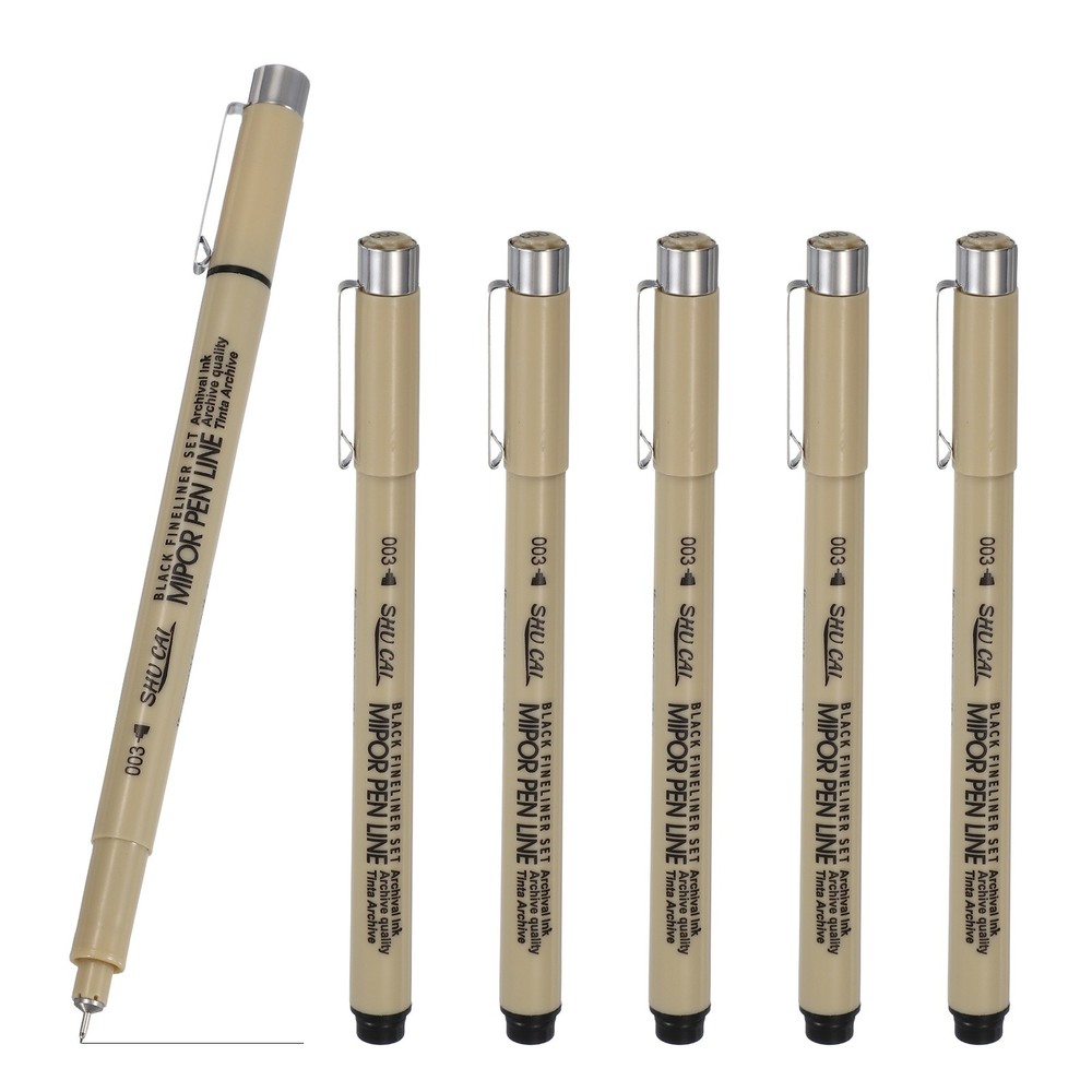 Fineliner Pens 6 Pcs 003 0.15mm Fineliner Marker Black Waterproof Ink Pens
