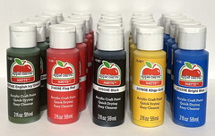 Acrylic Paint 25 Bottle Lot Set Red Black Bright Blue Ivy Green Gold 50 total oz