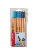 Stabilo Point 88 Fineliner Pen 0.4mm 8 Shades of Blue Color Set Wallet – Germany