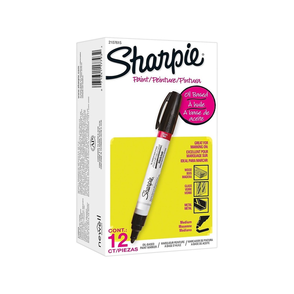 Sharpie Permanent Paint Marker, Medium Bullet 6.8″L x 0.9″W x 0.9″H, Black