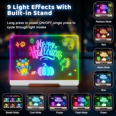 16″ Rechargeable LED Drawing Board – 9 Color Modes, Neon Art Doodle Pad, Gift fo