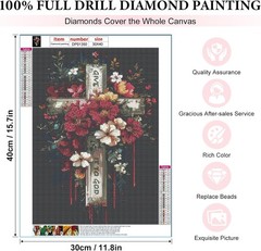 EIBEILI Religious Cross Diamond Art Kits for 12×16 inches, DP01350
