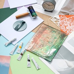Gel Printing Plate Set with 8″ x 10″ & 5″ x 7″ Plates, Includes Brayer, Print…