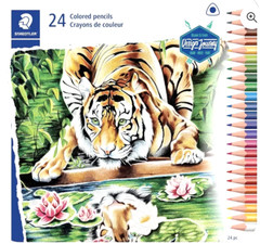 Staedtler 24-Pk Color Pencils Set 3.0 mm Lead Break Resistant Metal Tin Case