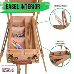 U.S. Art Supply Wooden French Style Field and Studio Sketchbox Tripod Box Easel