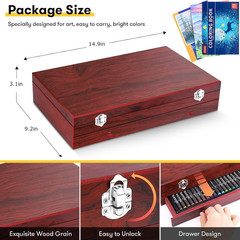 Art Supplies, 150-Pack Deluxe Wooden Art Set Crafts Drawing Painting Kit with 2