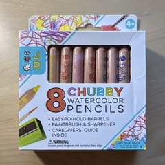 iHeartArt 8 Chubby Multicolor Watercolor Pencils Set with Paintbrush & Sharpener