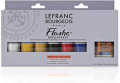 Lefranc Bourgeios Flashe Vinyl Paint, Discovery Set, 6x20ml + Matte Varnish, 7 C