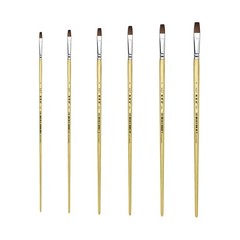 XDT#166-1 Bright Art Brush Set 6Pc #1#2#3#4#5#6 Red Sable Acrylic Oil Watercolor