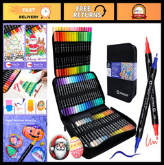 72 Colors Acrylic Paint Markers Set with Bag – Brush & Fine Tip for Rock, Canvas