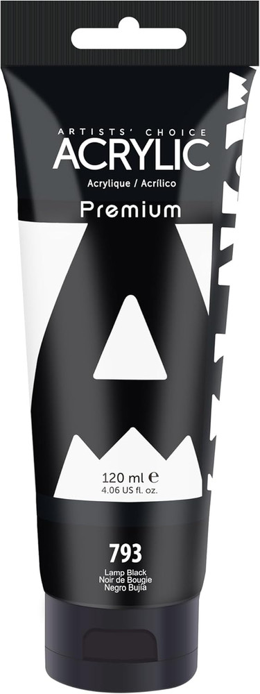 Lamp Black Acrylic Paint, 4 Fl Oz / 120Ml Single Tube, Rich Pigment Art Craft Pa