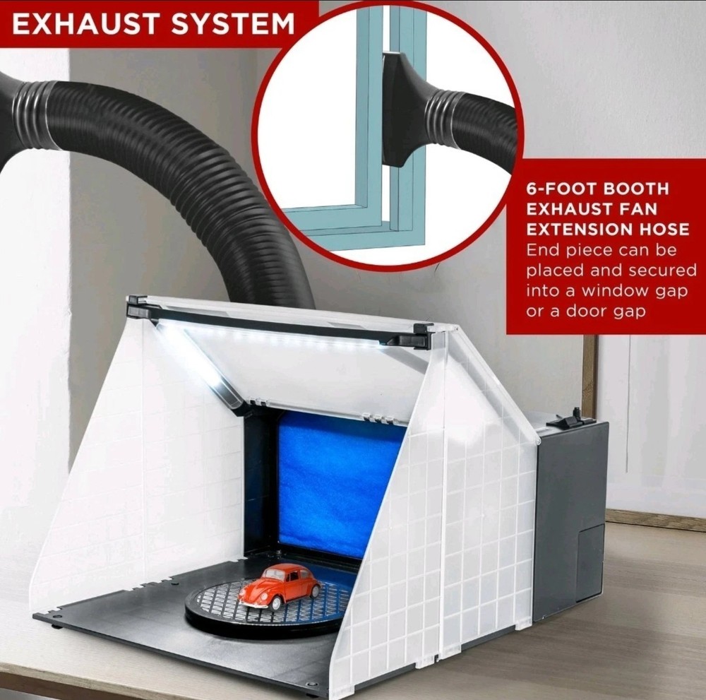 NOB Portable Hobby Airbrush Paint Spray Booth Kit Exhaust Filter LED Light