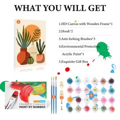 Framed Paint by Numbers Kit for Adults Beginner & Kids Ages 8-12, Easy Plan