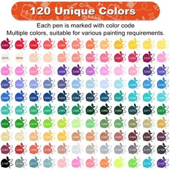 120 Colors Dual Tip Brush Pens Art Markers for Adult Coloring Books, Artist D…
