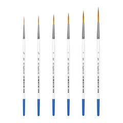 XDT#830 Rigger Artist Paint Brush 6 Piece Set #000 #00 #0 #1 #2 #3, Blue 8pc
