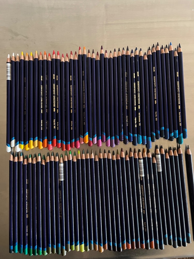 Derwent Inktense Pencils, 72 set plus a few dupes, 80 pencils total
