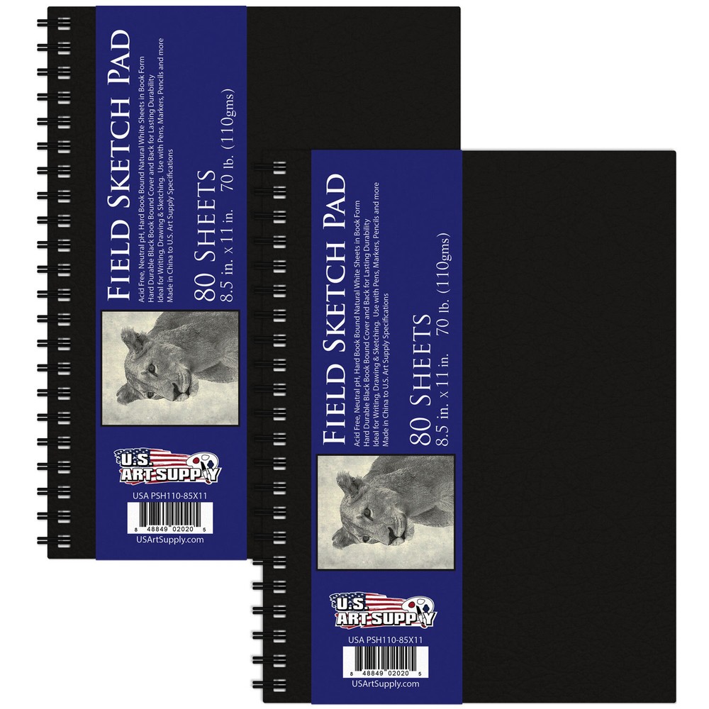 8.5″ x 11″ Hardbound Sketch Book 70 Pound (110gsm), Book of 80-Sheets (2 books)