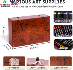 TMOL Art Supplies, 175-Pack Deluxe Art Set Drawing Painting Kit with 2 Drawing P