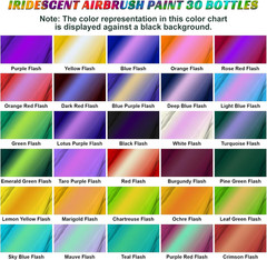 30 Color Iridescent Airbrush Paint Set Acrylic With Thinner Primer Ready Spray