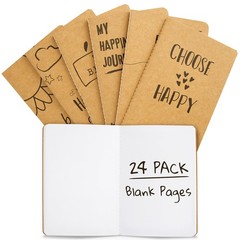 Kraft Notebooks Bulk, 80 Blank Pages, 4 x 5.75 in Mini Pack of 24, Brown