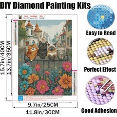 Cat Diamond Painting Kit 5D 12 x 16 Inch DIY Animal Art Craft