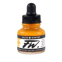 Daler Rowney FW Acrylic Ink Indian Yellow Permanent Calligraphy and Archival Ink