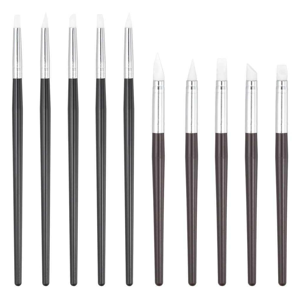 10 Pcs Silicone Clay Shaping Tool, Red Brown/White (5mm/8mm)