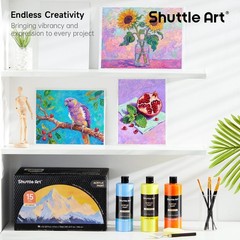 Shuttle Art Acrylic Paint, 15 Pack 16 Fl Oz (Pack of 15), 14+1 Colors