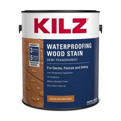 KILZ Waterproofing Semi Transparent Wood Stain, Cedar Naturaltone, 1-Gallon